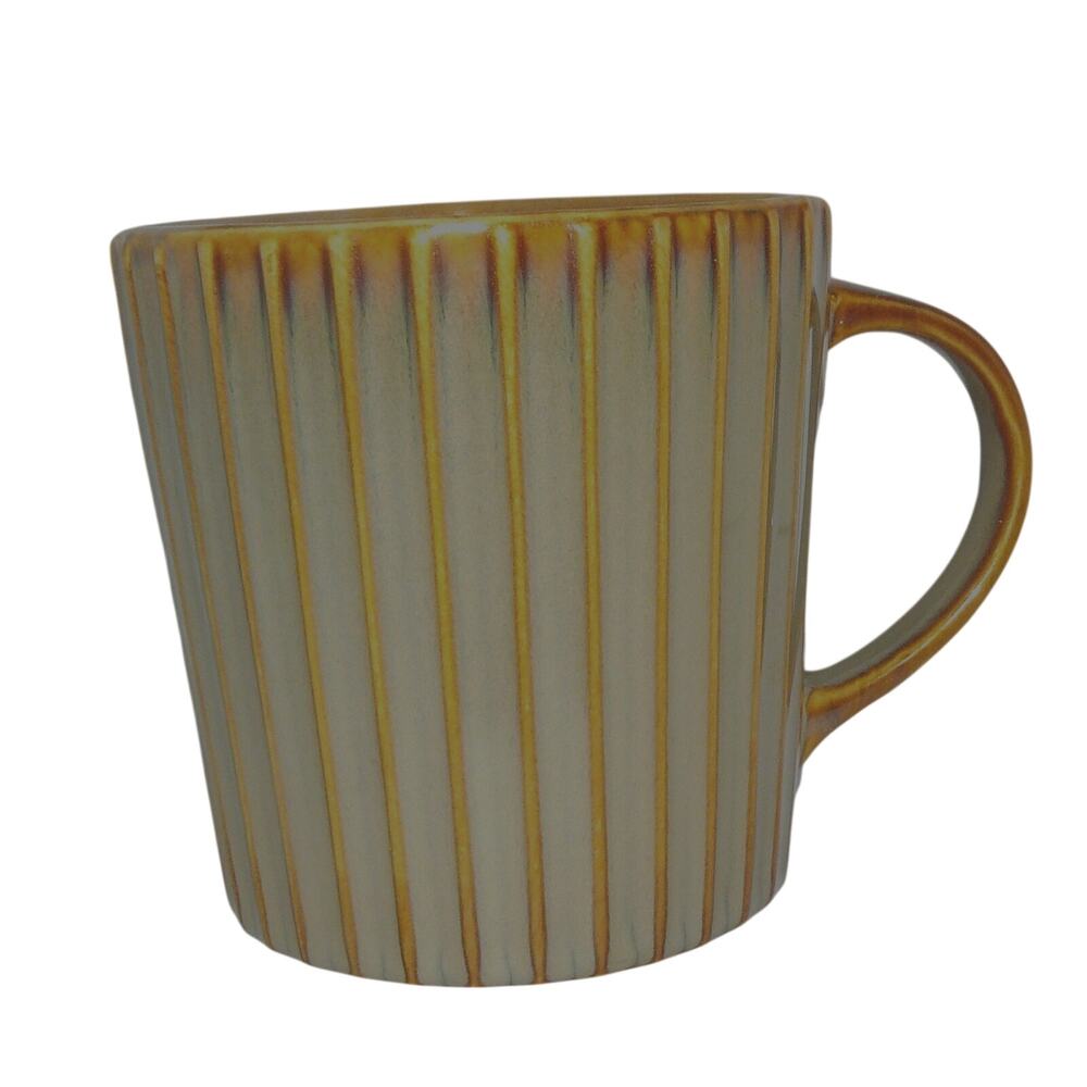 Starbucks Coffee Mug Brown Green Ribbed Ceramic Dishwasher Microwave Safe 16 oz
